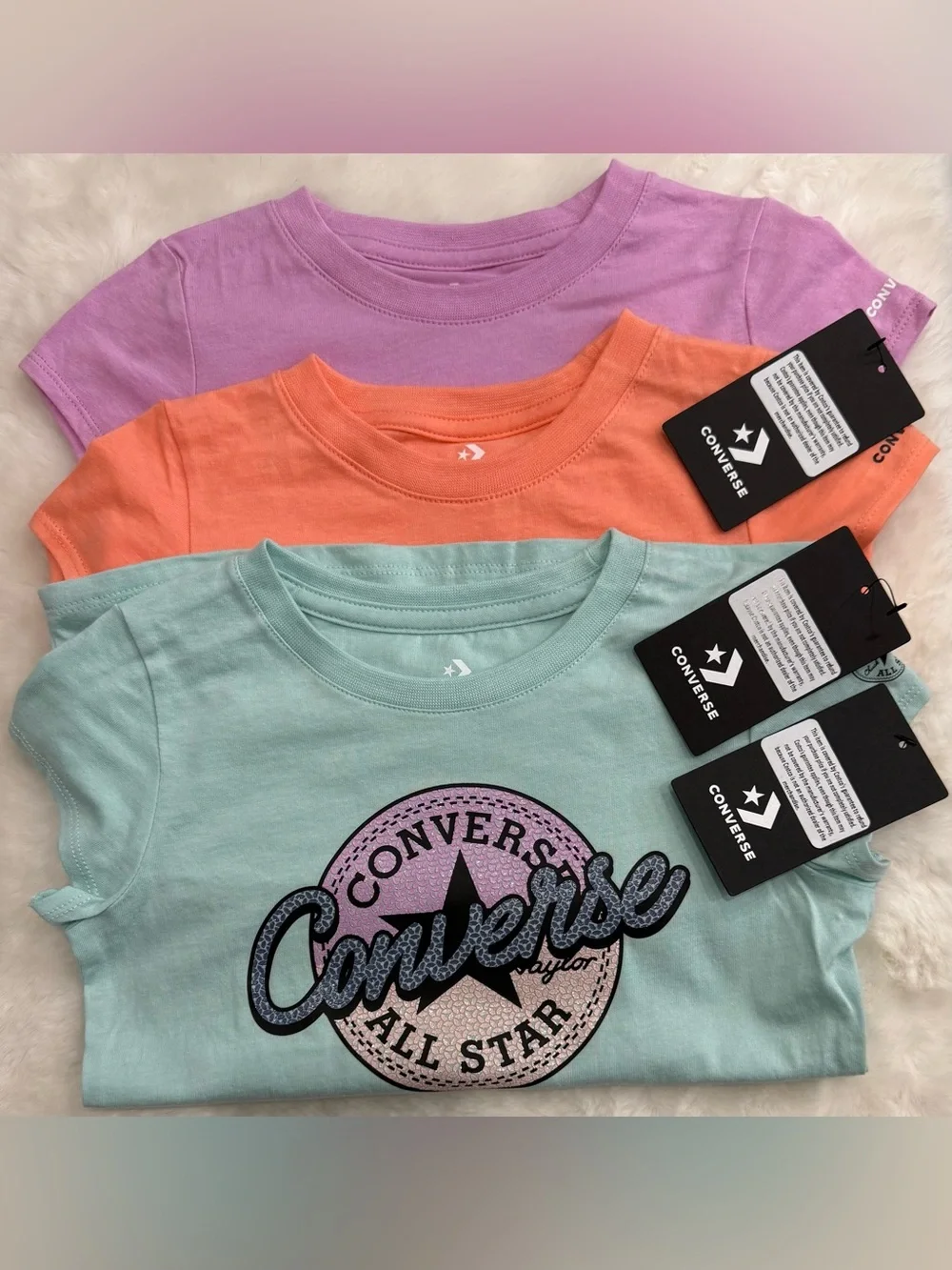 NWT Converse Kids Tees with Top Sneaker and  Logo Graphic. BUNDLE of 3 Tees SZ 6